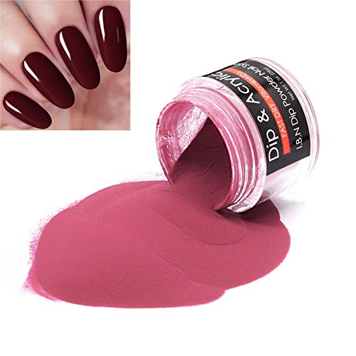 Product Cover 2 In 1 Nail Dip Powder & Acrylic Powder Dark Wine Red (Added Vitamin Calcium) I.B.N Dipping Powder Color 1 Ounce, Non-Toxic & Odor-Free, No Need Nail Lamp Dryer (040)