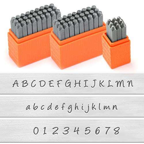Product Cover ImpressArt - Basic Bridgette Letter & Number Metal Stamp Kit - (63 Piece Punch Set) Complete Set of 3 - Uppercase/Lowercase/Number - 3MM