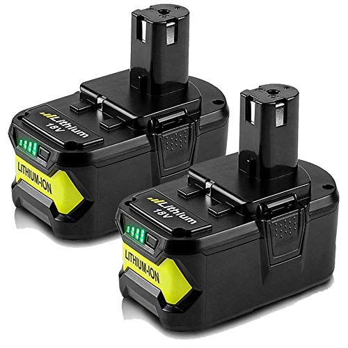 Product Cover 2 Pack 18V 5.0Ah Max Lithium-ion Replacement Battery for 18 Volts Ryobi P104 P105 P100 P102 P103 P107 P109 P108 Cordless Power Tools Battery