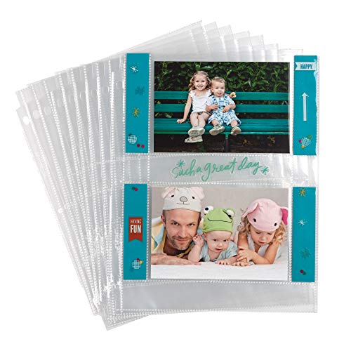 Product Cover Samsill 4x6 Photo Album Pages for 3 Ring Binder/Archival Photo Sleeves/Photo Holder/Postcard Holder/Sleeve Protectors / 2 Pocket Top Loading / 25 Pack