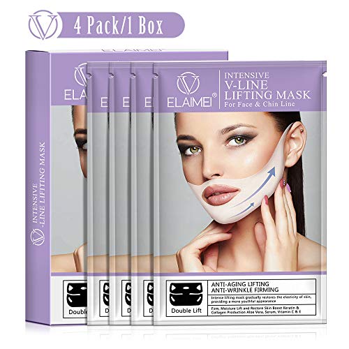 Product Cover 4pcs V Shape Face Mask, V Line Face Mask, Reduces Double Chin, Chin Up Patch Intense Lifting Mask, Face Mask for Firming Moisturizing Face & Neck Lift (4pcs)