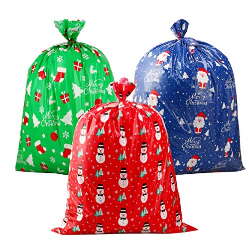 Product Cover CCINEE 3 PCS Christmas Giant Gift Bags Santa Claus Christmas Sacks for Kids Gift Wrapping Bags(36