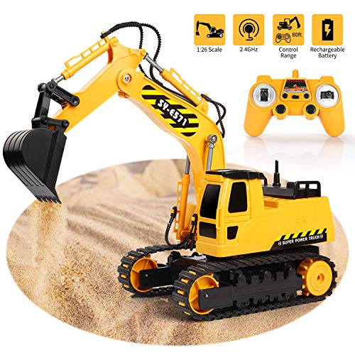 Product Cover RACPNEL Remote Control Excavator Toys 1/26 RC Excavator, 2.4GHz Fully Functional Construction Vehicles Toys Truck with Rechargeable Battery, Birthday Gift for Boys and Girls, Kids