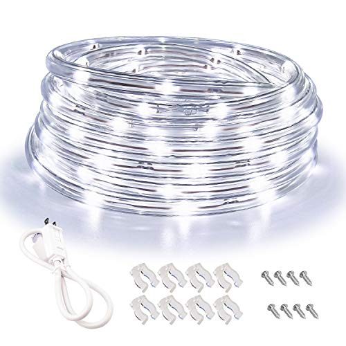 Product Cover Areful LED Rope Lights, 16ft Daylight White Strip Lights with Clear PVC Jacket, Connectable and Flexible, Waterproof for Indoor Outdoor use, 110V Plugin Tape Lighting with High Brightness 3528 LEDs