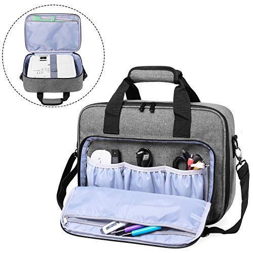Product Cover Luxja Projector Case, Projector Bag with Accessories Storage Pockets (Compatible with Most Major Projectors), Gray