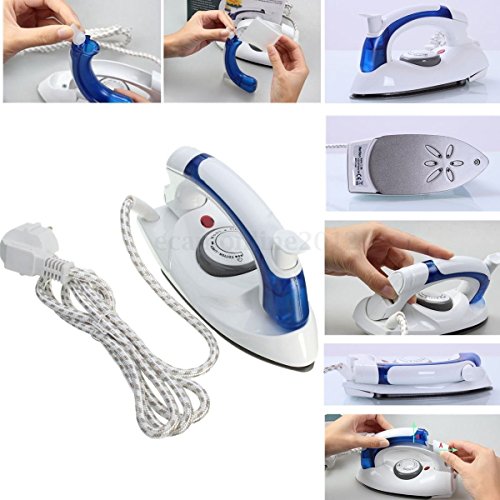 Product Cover EAYIRA Foldable Compact Flat Temperature Control Handheld Steam Plastic Iron (18x7.5x9.5 cm, White)