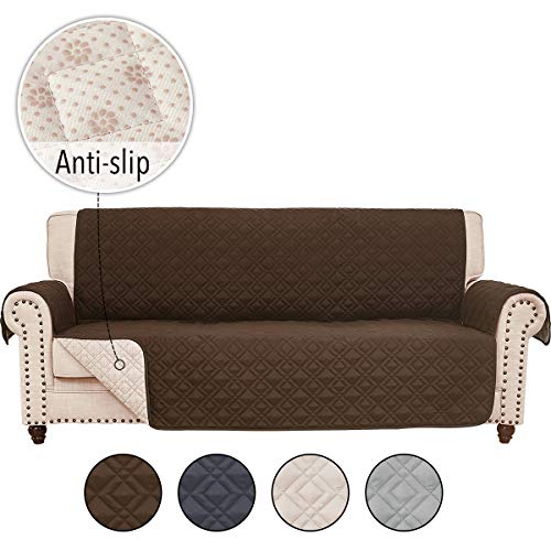 Product Cover RHF Anti-Slip Sofa Cover for Leather Sofa, Couch Cover, Couch Covers for 3 Cushion Couch, Slip-Resistant Couch Cover for Leather Sofa, Sofa Covers for Living Room, Couch Covers(Sofa:Chocolate)