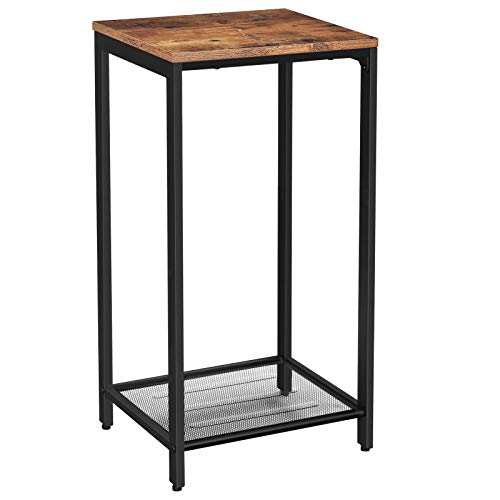 Product Cover VASAGLE INDESTIC Side Table, End Table, Telephone Table with Mesh Shelf, High and Narrow, Hallway, Living Room, Metal, Easy Assembly, Space Saving, Industrial, Rustic Brown ULET76BX