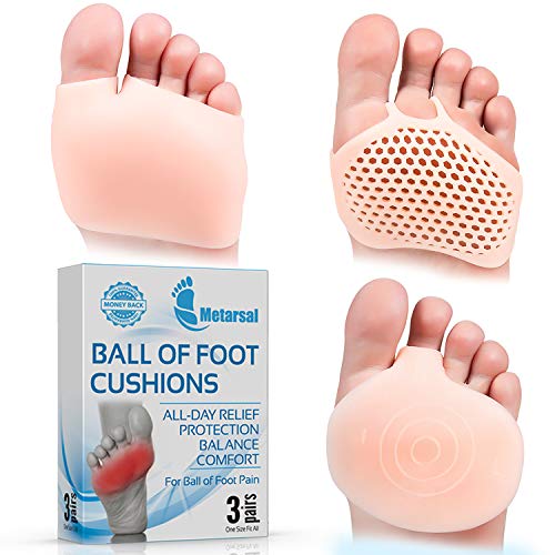 Product Cover Metatarsal Ball of Foot Cushion Pads, High Heel Inserts Pads, Forefoot Pain Relief, Bunion Mortons Neuroma Callus Treatment Soft Comfort Reusable, One Size for Men & Women 3 Pairs (6) by Metarsal