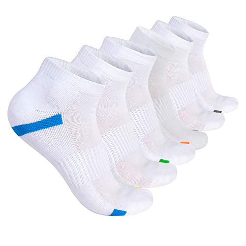 Product Cover CADITEX Men's Low Cut Running Sock Cotton 6 pairs Performance Comfort No Show Athletic Cushion Socks Tab (6 Colors-6pairs, XX-Large)