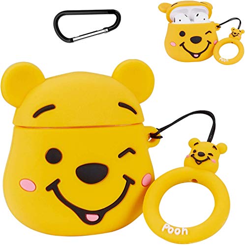 Product Cover Lalakaka Compatible with Airpods 1/2 Cute Case,3D Cartoon Character Silicone Animal Airpod Designer Skin Kawaii Funny Fun Cool Keychain Design Cover Air pod Cases for Kids Teens Girls Boys(Q Winnie)