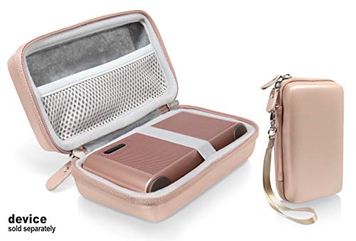Product Cover Portable Speaker case for Antimi Bluetooth Speakers with FM Radio MP3 Player Sterortable Wireless Speaker, mesh Cable Pocket, Feature Finger Strap, Carabiner (Rose Gold)