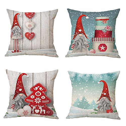 Product Cover Zivsik Swedish Gnome Scandinavian Tomte Throw Pillow Covers - Yule Santa Nisse Nordic Elf Figurine Christmas Decorative Cushion Cases Xmas Winter Holiday Decor - 18