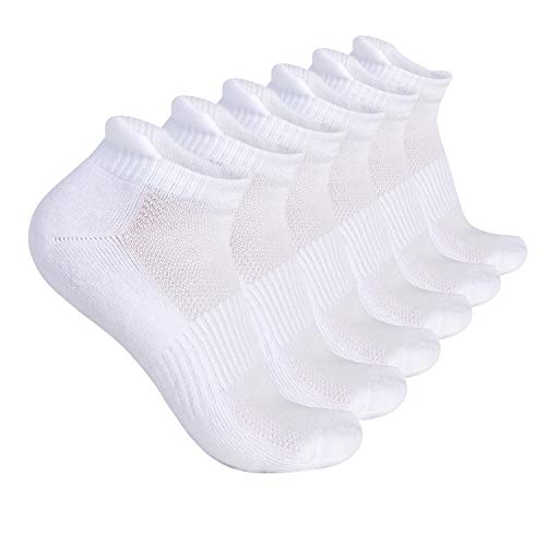 Product Cover CADITEX Men's Low Cut Running Sock Cotton 6 pairs Performance Comfort No Show Athletic Cushion Socks Tab (White-6pairs, XX-Large)