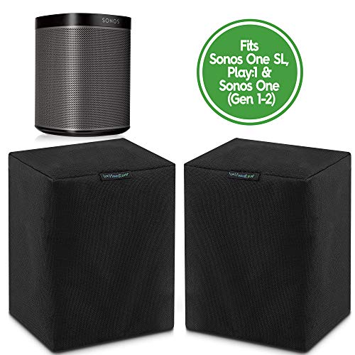 Product Cover Two Black Heavy Duty Outdoor Sonos Speaker Covers - Protection for Your Sonos Play:1, Sonos One & Sonos One SL Speakers - Fits Wall Mounted Speakers
