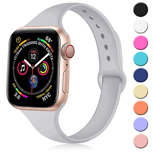 Product Cover Transy Slim Bands for Apple Watch 40mm/38mm, Slim/Fashionable/Narrow Silicone Band Made for Apple Watch 4/3/2/1 for Womens, Grey