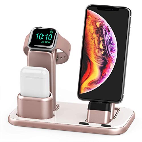 Product Cover Beacoo Upgraded 3 in 1 Charging Stand for iWatch Series 5/4/3/2/1, Charging Station Dock Compatible with Airpods iPhone 11/11pro/max/Xs/X Max/XR/X/8/8Plus/7 /6S /9.7 inches iPad(No Charger & Cables)