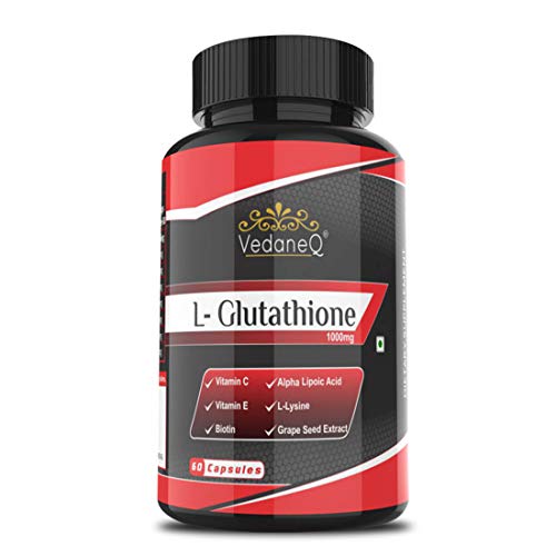 Product Cover VedaneQ L Glutathione 1000mg Capsules with Grape seed, Vitamin C, E & Biotin Supplement for Men & Women 60 Capsules (1)