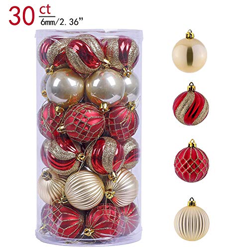 Product Cover 30ct 60mm Luxury Red Gold Shatterproof Christmas Ball Ornaments Decoration