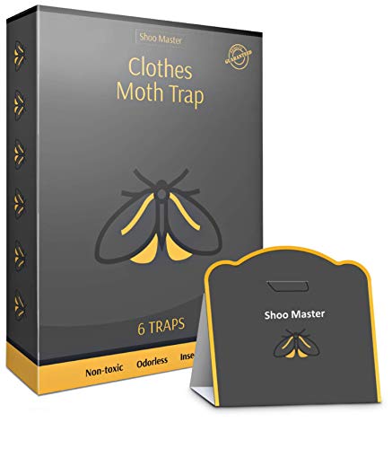 Product Cover Shoo Master Clothes Moth Trap 6 Pack - Protect Your Clothes - Premium Pheromone Attractant - Non-Toxic, Eco-Friendly & Odor-Free - Safe for Kids and Pets - Effective & Easy to Use