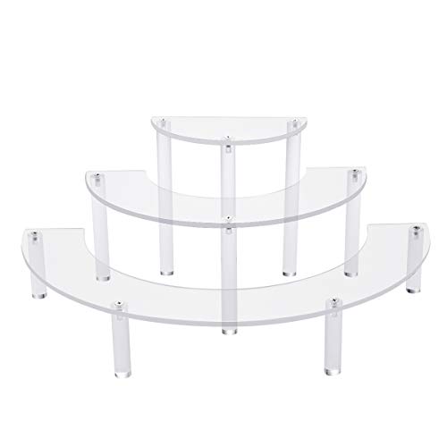 Product Cover NIUBEE 3 Tier Acrylic Dessert Stand, Retail Step Shelf for Amiibo Funko Pop Figure Collections Display (1 Set, Semicircle)