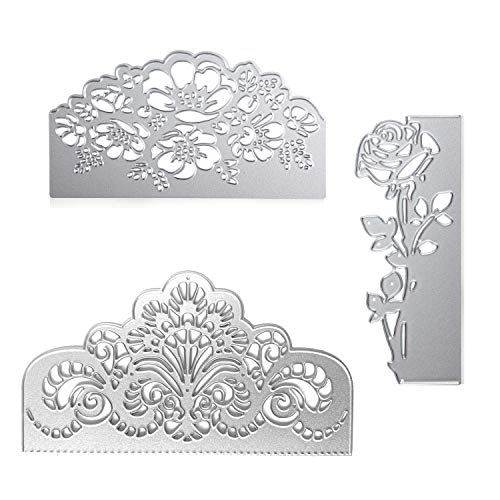 Product Cover 3 Pieces Rose Cutting Die Flower Shape Embossing Dies Carbon Steel Die Cuts Stencils for Scrapbooking Card Making Supplies