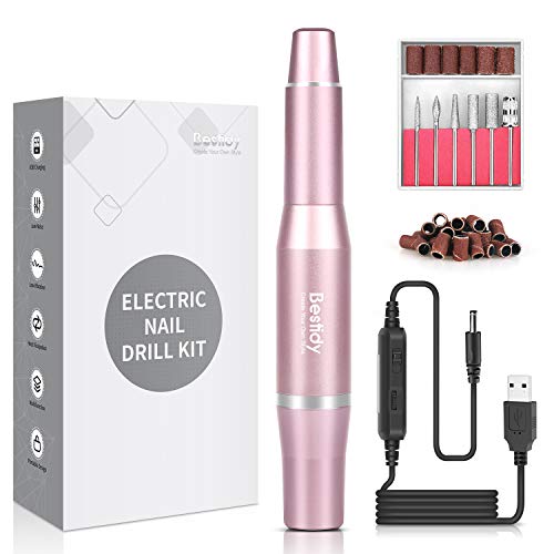 Product Cover Bestidy Best Gift Electric Nail Drill Kit,USB Manicure Pen Sander Polisher With 6 Pieces Changeable Drills And Sand Bands for Exfoliating, Grinding, Polishing, Nail Removing, Acrylic Nail Tools (Pink)