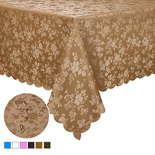 Product Cover Locika Washable Vinyl Tablecloth Rectangle Heavy Duty Plastic Tablecloth Waterproof Spillproof Tablecloth for Indoor and Outdoor Use (Brown, 60