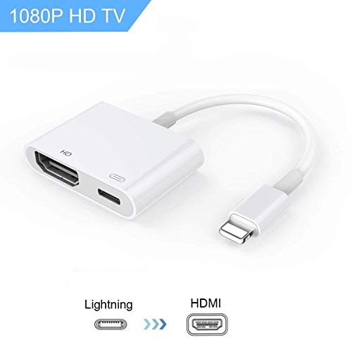 Product Cover [Apple MFi Certified] Lightning to HDMI Adapter, 1080P Digital AV Adapter, HDMI Sync Screen HDMI Connector with Charging Port Adapter for Select iPhone, iPad and iPod Models on HD TV/Monitor/Projector