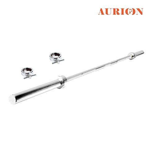 Product Cover Aurion (28MM) Steel Solid Straight & Curl Weight Bar with 2 Locks (Chrome) Available from 3 Feet to 7 Feet