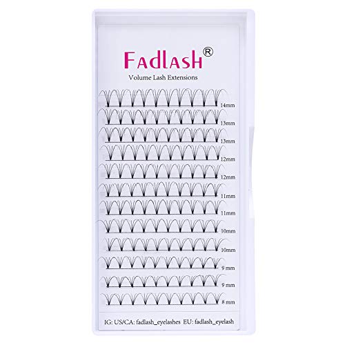 Product Cover Volume Lash Extensions 4D/6D/8D/10D Premade Fans Eyelash Extensions C/D Curl 13/15/8~14mm Mixed Tray Cluster Volume Lashes by FADLASH (6D-0.10-D13)