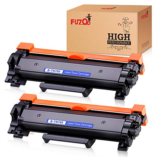 Product Cover FUZOO Compatible Toner Cartridge Replacement for TN760 TN-760 TN730 with Chip Use with Brother HL-L2350DW HL-L2390DW HL-L2395DW MFC-L2710DW HL-L2370DW MFC-L2750DW DCP-L2550DW Printer (2 Black)