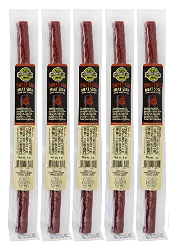 Product Cover Hickory Nut Gap Meats 100% Grass-fed Beef and Pasture Raised Pork Blend Sticks, Sweet BBQ, 1 oz, Pack of 5 - Paleo, Keto, Low Carb, High Protein, Gluten and Corn Syrup Free, No preservatives
