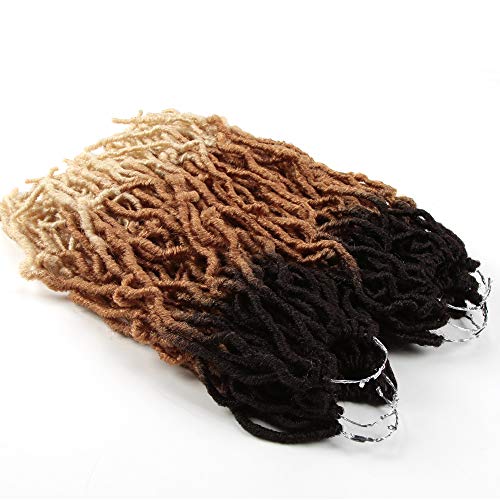 Product Cover FASHION IDOL Faux Locs Crochet Hair 18 Inch 6 Bundles Natural Brown & Gold & 613 Color Ombre Goddess Locs Crochet Hair Kanekalon Dreadlock Hair Extensions Crochet Twist Braiding Hair (TT4/27/613)