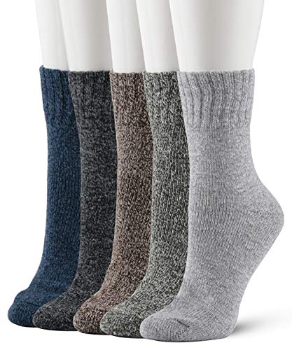 Product Cover EasySmile Womens Wool Socks Long Crew Warm Comfort Casual Thermal Winter Vintage Thick Merino Hiking Socks 5 Pairs