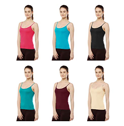 Product Cover ROCKWREN Women's Ladies Cotton Camisole Adjustable Strap Slips Pack of 6