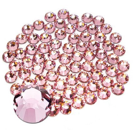 Product Cover Jollin Glue Fix Flatback Rhinestones Glass Diamantes Gems for Nail Art Crafts Decorations Clothes Shoes(SS30 288pcs, Pink)