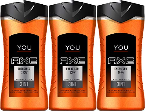 Product Cover Axe You Energised 200% 3-in-1 Body Hair and Face Wash, 400 Ml / 13.5 Ounce (Pack of 3) Imported