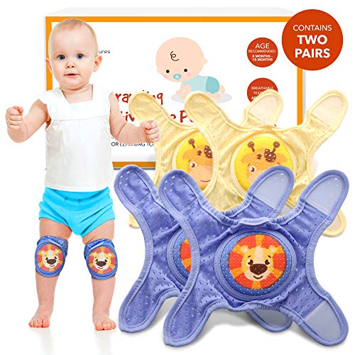 Product Cover Baby Knee Pads For Crawling - Knee Pads Baby Adjustable Padded Accessories for Infant to Toddler Boys and Girls - Cute Anti-Slip Protectors for Knees - Registry Must-Haves for Babies - 2 Sets Per Box