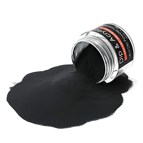 Product Cover 2 In 1 Nail Dip Powder & Acrylic Powder Black Color 1 Ounce I.B.N Dipping Powder (Added Vitamin and Calcium) Non-Toxic & Odor-Free, No Need Nail Lamp Dryer (56)
