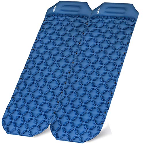 Product Cover Binffeey Sleeping Pads for Backpacking Two-Person Inflatable Lightweight Camping Pad Portable Air Sleeping Mat with Pillow for Camping Hiking Traveling