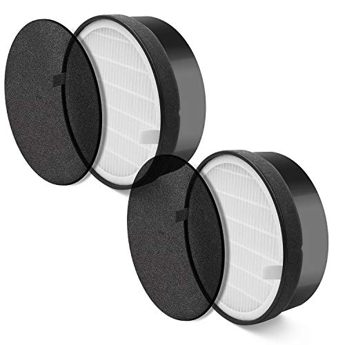 Product Cover LEVOIT Air Purifier LV-H132 Replacement, True HEPA and Activated Carbon Filters Set, LV-H132-RF, 2 Pack, Black