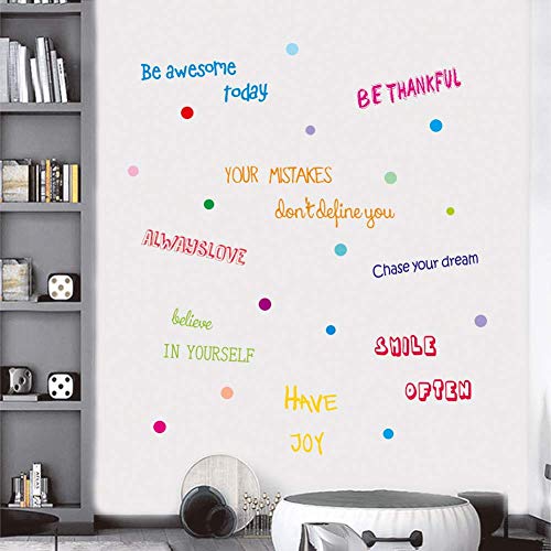 Product Cover IARTTOP Inspirational Quotes Wall Decal, Motivational Phrases Sticker for Home Decoration, Positive Sayings Window Cling Decor and Classroom Decor (3 Sheet Multicolor Decals)