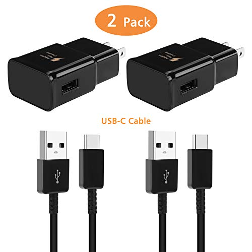 Product Cover Adaptive Fast Wall Charger with USB Type C Cable Kit Compatible with Samsung Galaxy S9 S8 S10 S10e S8/9/10Plus Note 8/9 Active, LG G6 G5 V30 V20, Google Pixel 2 Nexus 5X 6p and More