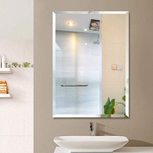 Product Cover Seven Horses Frameless Wall Mounted 5mm Rectangular Bevelled Bathroom Mirror(Size : 18X24 Inch)