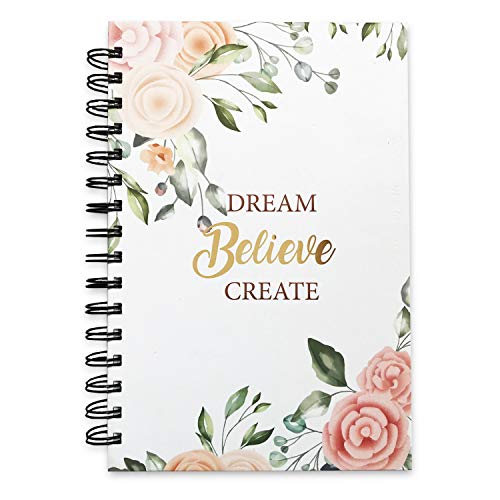 Product Cover The positive store | Floral Design Dream Believe Create Daily Planner for Time Management Undated Law of Attraction Journal with Hardcover | 200 Pages (90 Days Planner) | 90 GSM Paper