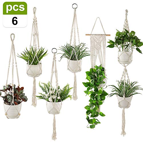 Product Cover Plant Hangers Set of 6 Pack Indoor Hanging Planters Handmade Cotton Rope Flower Pot Holder for Plants Indoor Outdoor Home Decor (3 Sizes)