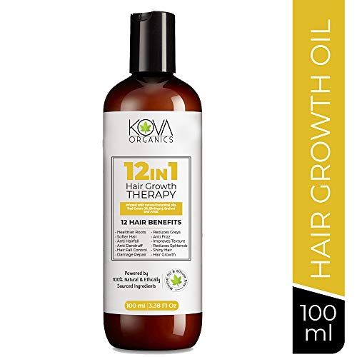Product Cover Kova Organics 12 in 1 Hair Growth Therapy, Anti Hair-fall, Anti Dandruff and Hair Growth Oil, Blend of 13 powerful oils and herbs No Mineral Oil & Silicones - 100 ml