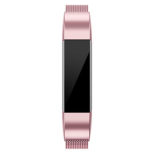 Product Cover QusFy Metal Bands Compatible with Fitbit Alta/Alta HR/Ace, Stainless Steel Metal Replacement Accessories Wristband Small Large for Women Men, Silver, Black, Rose Gold, Colorful, Champagne