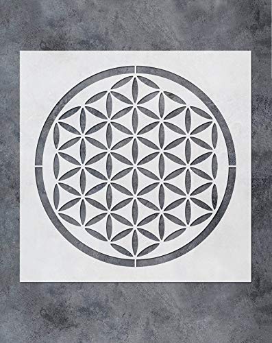 Product Cover GSS Designs Flower of Life Stencil for Crystal Grid Art Painting (12x12 Inch) - Mandala Flower of Life Reusable Stencils - Laser Cut Painting Stencil for Floor Wall Tile Fabric Wood Decor(SL-064)